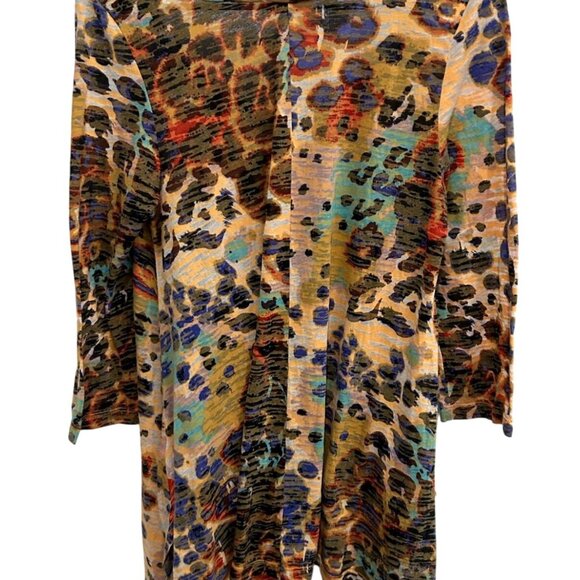 Feather Womens Abstract Multicolor Tunic Burnout Top Size 2 Combed Cotton Blend - Picture 2 of 10